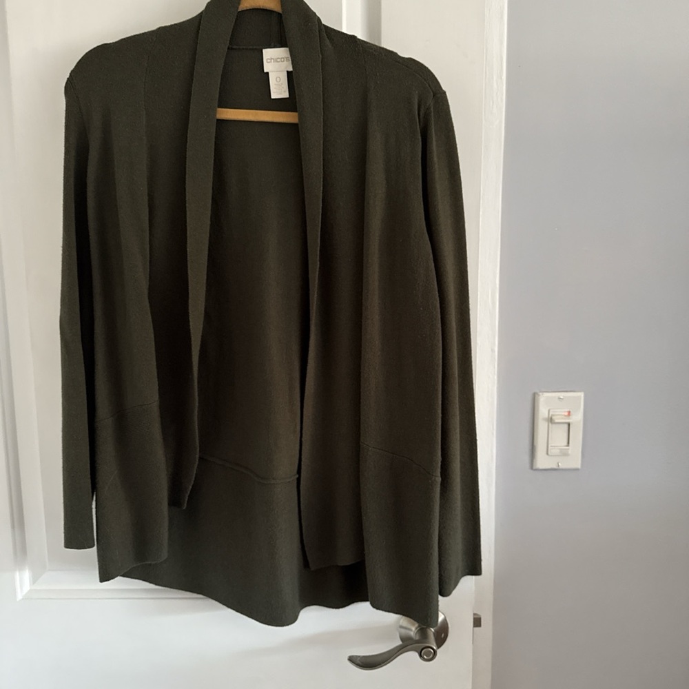 Chico’s Dark Green Open Front Cardigan